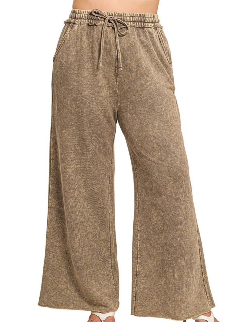 316 | Washed French Terry Wide Leg Pants - Mocha